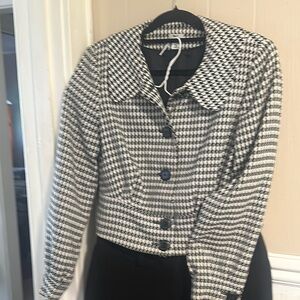 Houndstooth Black and White Women's Jacket Medium Worthington